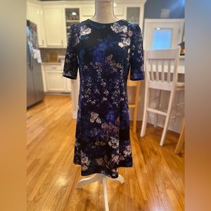 Betsey Johnson blue pink and black floral dress